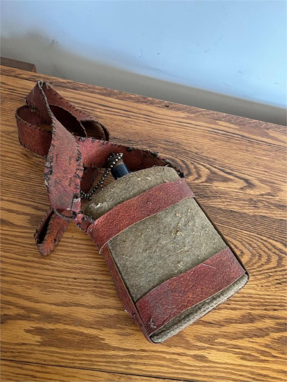 Felt Covered Flask w/ Handmade Leather Harness